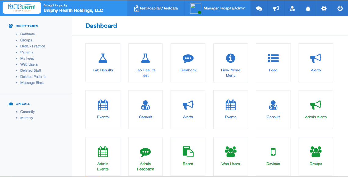 PracticeUnite dashboard screenshot