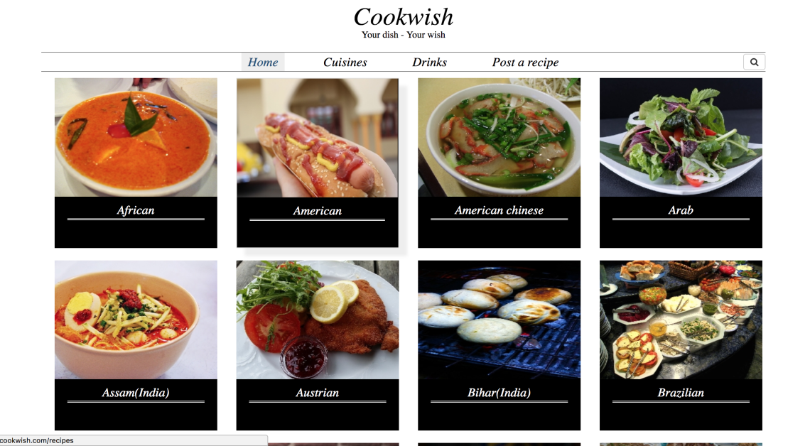 CookWish cuisines page