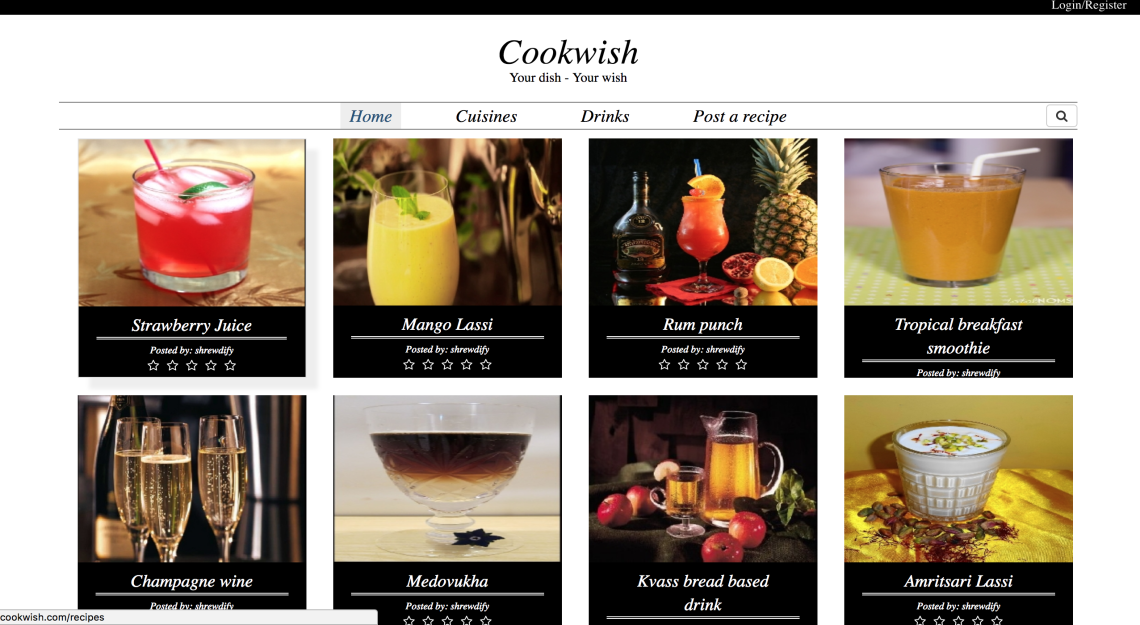 CookWish drinks section