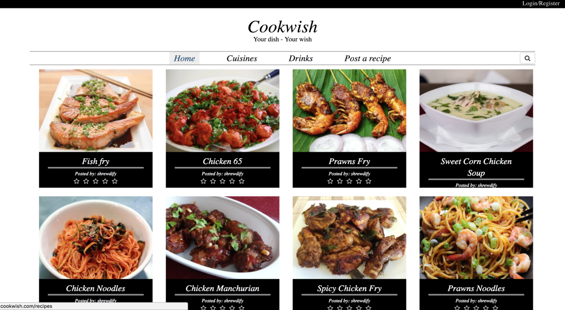 CookWish homepage screenshot