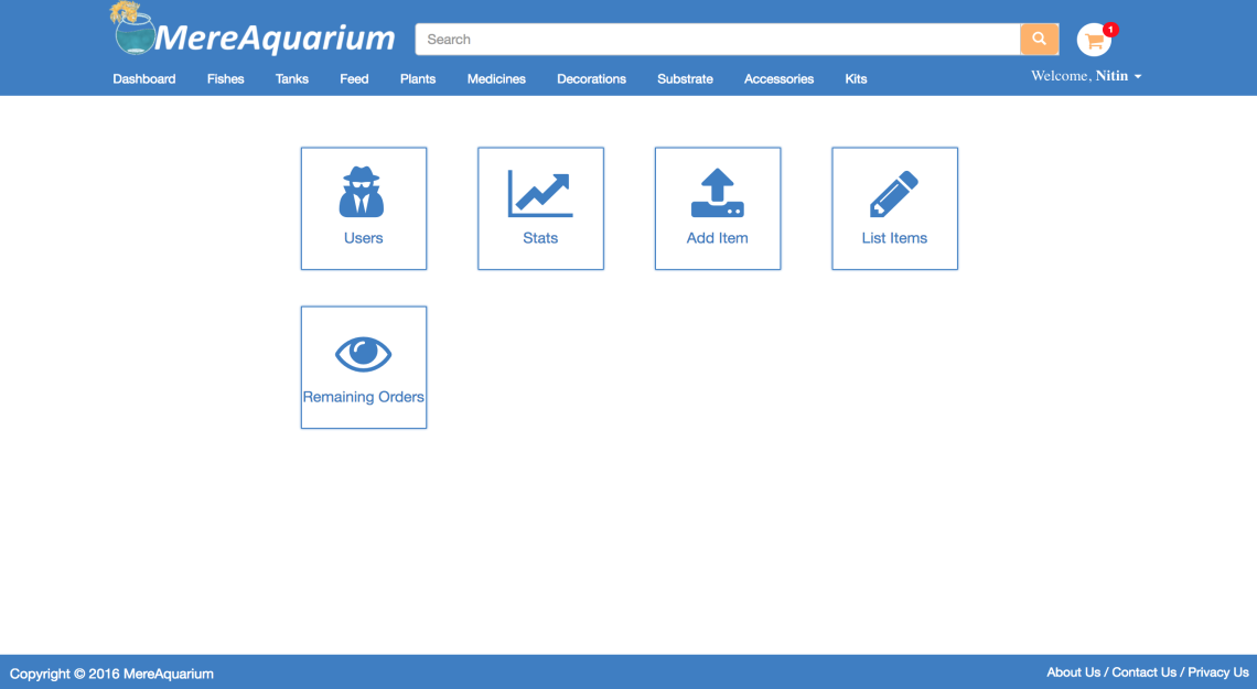 MereAquarium dashboard screenshot
