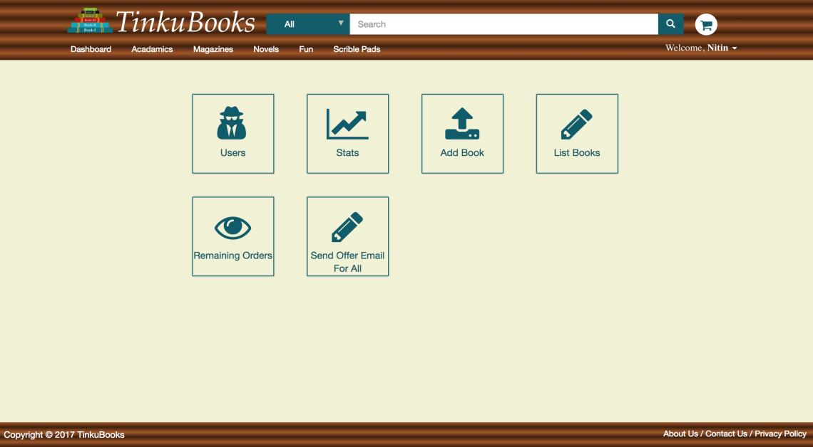 TinkuBooks dashboard
