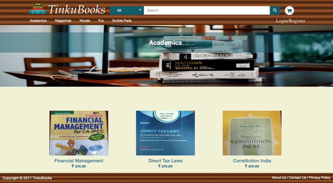 TinkuBooks homepage screenshot